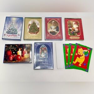 6 Packs Of Vintage Christmas Cards & 3 Vtg Winnie The Pooh Single Cards